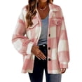 thumbnail image 2 of Women's Plus Size Color Block Jacket Casual Loose Fit Button Down Blouse Warm Coats Outerwear, 2 of 5