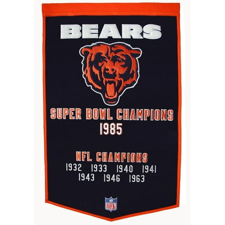 Super Bowl Dynasty Banner - Chicago Bears Official NFL 24 inch x 36 inch Dynasty Wool Banner Flag by Winning Streak
