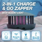Pic ® 2 في 1 Mosquito Zapper & Accent Light ، Bug Zapper مع سلك USB صغير ، رمادي ، منطقة Bug Zapper