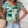 thumbnail image 4 of PEZHADA Hauts pour Femmes, Hauts de Sortie pour Femmes, Hauts Grande Taille pour Femmes, T-Shirt Ample à Manches Courtes Imprimé Col Rond Vert TTG, 4 of 6