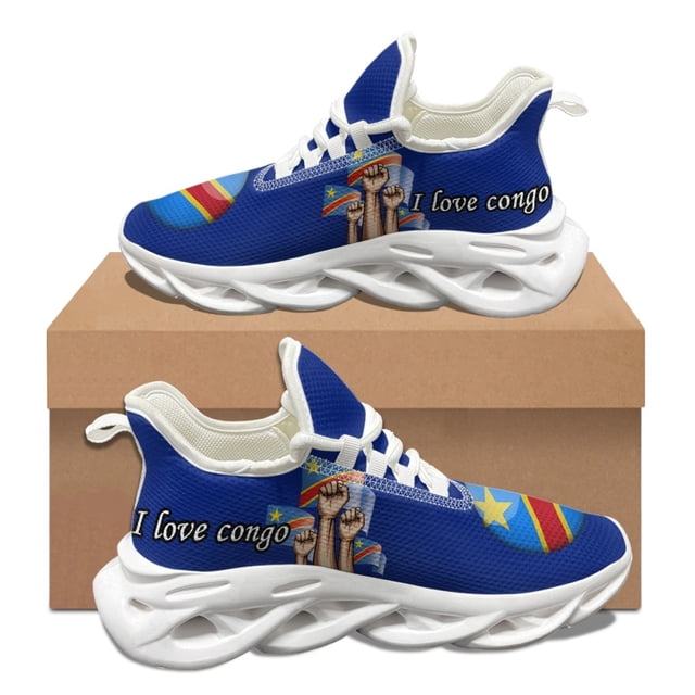 Zapatos de pareja con estampado de bandera del Congo, tenis para otoño e invierno, para el trabajo, el hospital, para correr, ligeros, con cordones