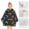 thumbnail image 6 of Multicolor Controllers Games Text Black Pattern Blanket Hoodies for Kids 6-13YR Oversize Wearable Blanket Hoodies for Boys Girls Teens, 6 of 7