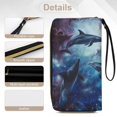 thumbnail image 5 of Womens Wallet Bifold Ladies Cluth Bag Wristlet Wrist Strap Long Purse Dolphins Galaxy Design, 5 of 6