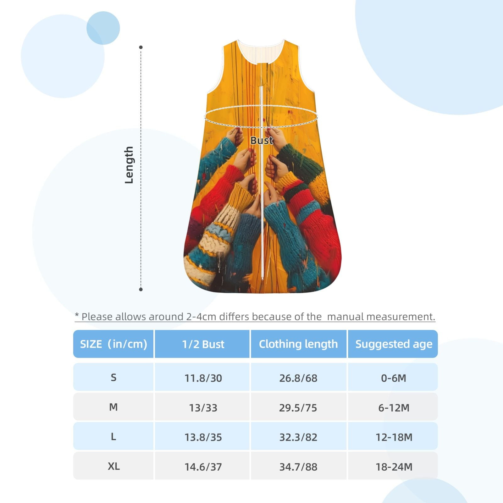 Vsdgher Colorful Sweaters And Strings Baby Sleep Sack, Sleeveless Baby Sleeping Bag Toddler 2-Way Zipper Wearable Blanket for Infant Toddler Newborn-X-Large