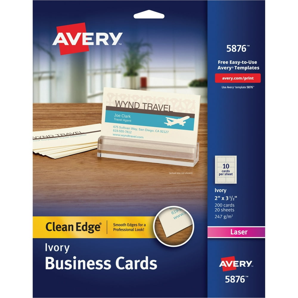 Avery 5876 Two-Side Printable Clean Edge Business Cards for Laser ...