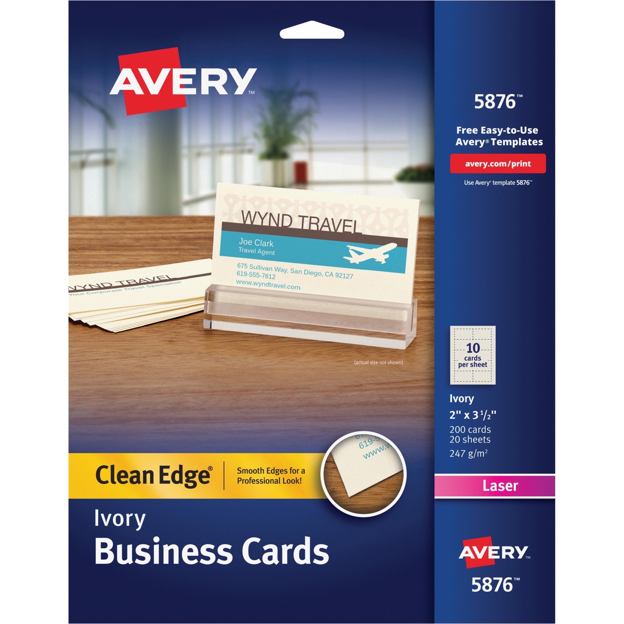 Avery 5876 Two Side Printable Clean Edge Business Cards For Laser  Avery 5876 Two Side Printable Clean Edge Business Cards For Laser