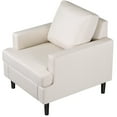 thumbnail image 3 of HomGarden Beige Linen Single Sofa Chair - Versatile Accent Armchair W/Cushion Lounge Seat & Wood Legs for Home, Bedroom, Office, 3 of 11