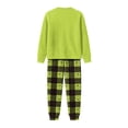 thumbnail image 5 of Moonsky| Green Flannel Christmas Pajamas For Family Parent-child Warm Christmas Set Monster Emoji Printed Home Wear Pajamas Two-piece Mom Set Green Plaid Pants Matching Christmas Pjs For Family S, 5 of 5