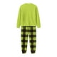 thumbnail image 5 of Moonsky Green Flannel Christmas Pajamas For Family Parent-child Warm Christmas Set Monster Emoji Printed Home Wear Pajamas Two-piece Mom Set Green Plaid Pants Matching Christmas Pjs For Family L, 5 of 5
