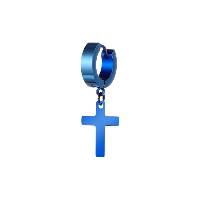 Pendientes de acero inoxidable para hombre Minnieouse Clip en pendientes estilo Hip Hop Rock azul