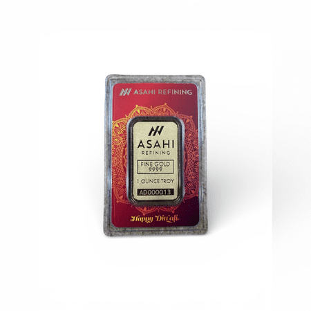 Asahi Refining Diwali Lakshmi 1 oz Gold Bar in Assay – LOW Serial #AD000013