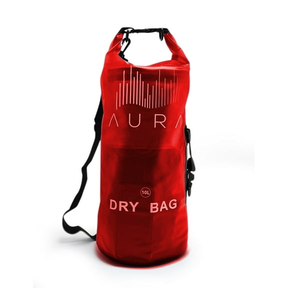 Aura Semi-Transparent Dry Bag and Backpack - Waterproof Dry Bag for Kayaking, Swimming, Beach, Rafting - Dry Storage Bag - Red - 20L