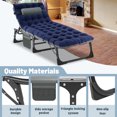 thumbnail image 3 of MOPHOTO Outdoor Folding Lounge Chairs for Pool, Beach, Adjustable Patio Chaise Lounge with Mattress&Pillow, Portable Multifunctional Camping Cot Bed Sleeping Cots, 3 of 8