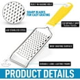 thumbnail image 3 of Zulay Kitchen Professional Stainless Steel Flat Handheld Cheese Grater - Yellow, 3 of 6