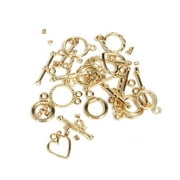 Cousin DIY Metal Jewelry Toggle Clasps with Crimp Beads, 11 Sets, 44 Pieces, Gold Finish