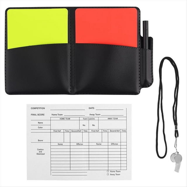 Kit de Árbitro de Fútbol, Kit de Advertencia para Árbitro de Fútbol con Tarjetas Amarillas y Rojas, Silbato de Sonido Fuerte y Nítido con Cordón.