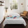 thumbnail image 4 of Summer Starfish Large Tapestry for Bedroom Wall Hanging Tapestry,Blue Coral Beach Couch Coastal Grey Plaid Ceiling Backdrop Tapestries Poster Blanket Wall Decor for Teens Room Living Room 100" x 59", 4 of 8