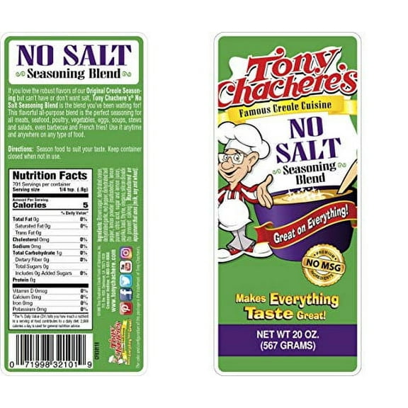 Tony Chachere's No Salt Seasoning, 20 oz