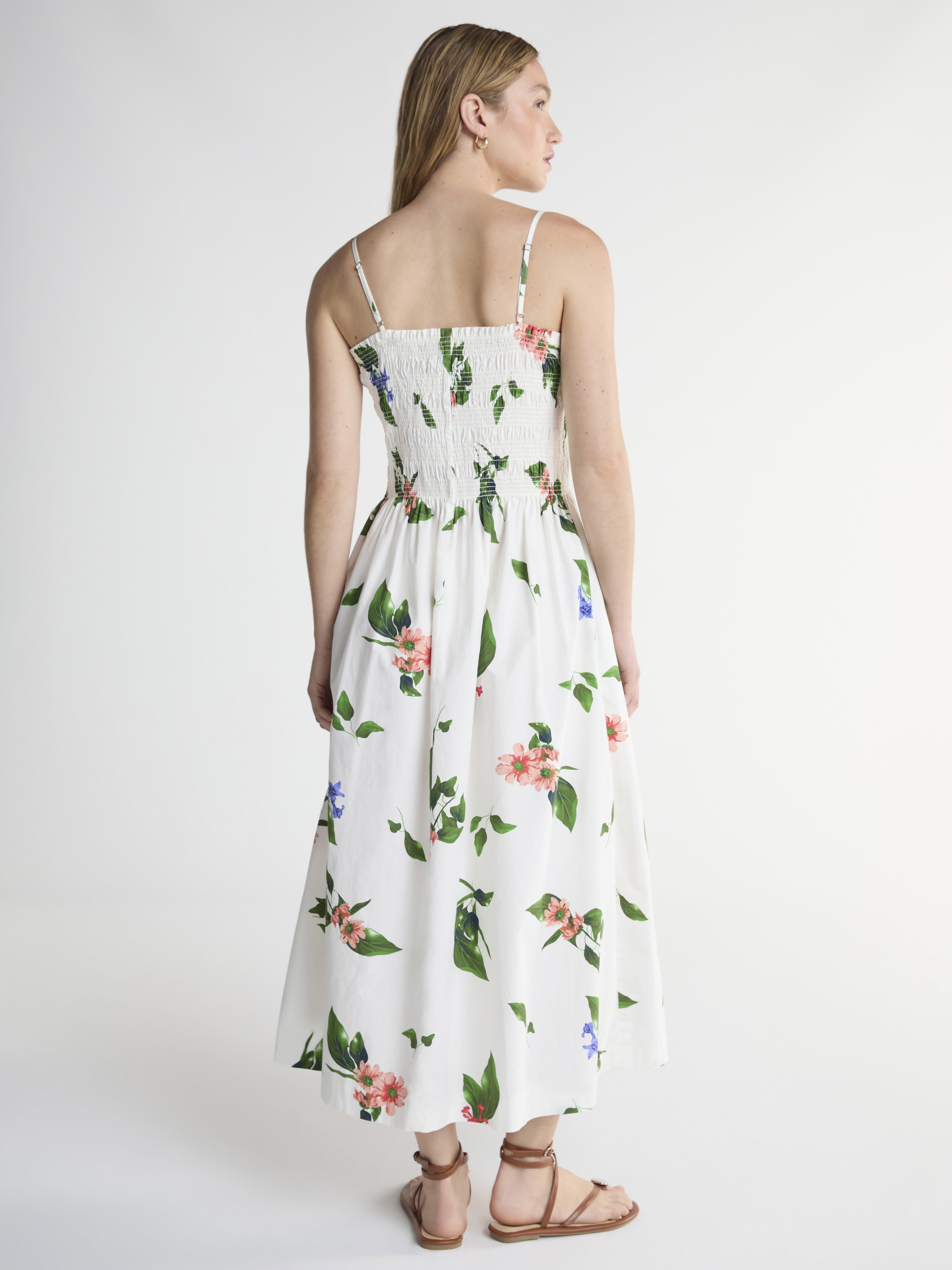 Scoop Women’s and Women’s Plus Smocked Cotton Maxi Dress, Sizes XS-4X