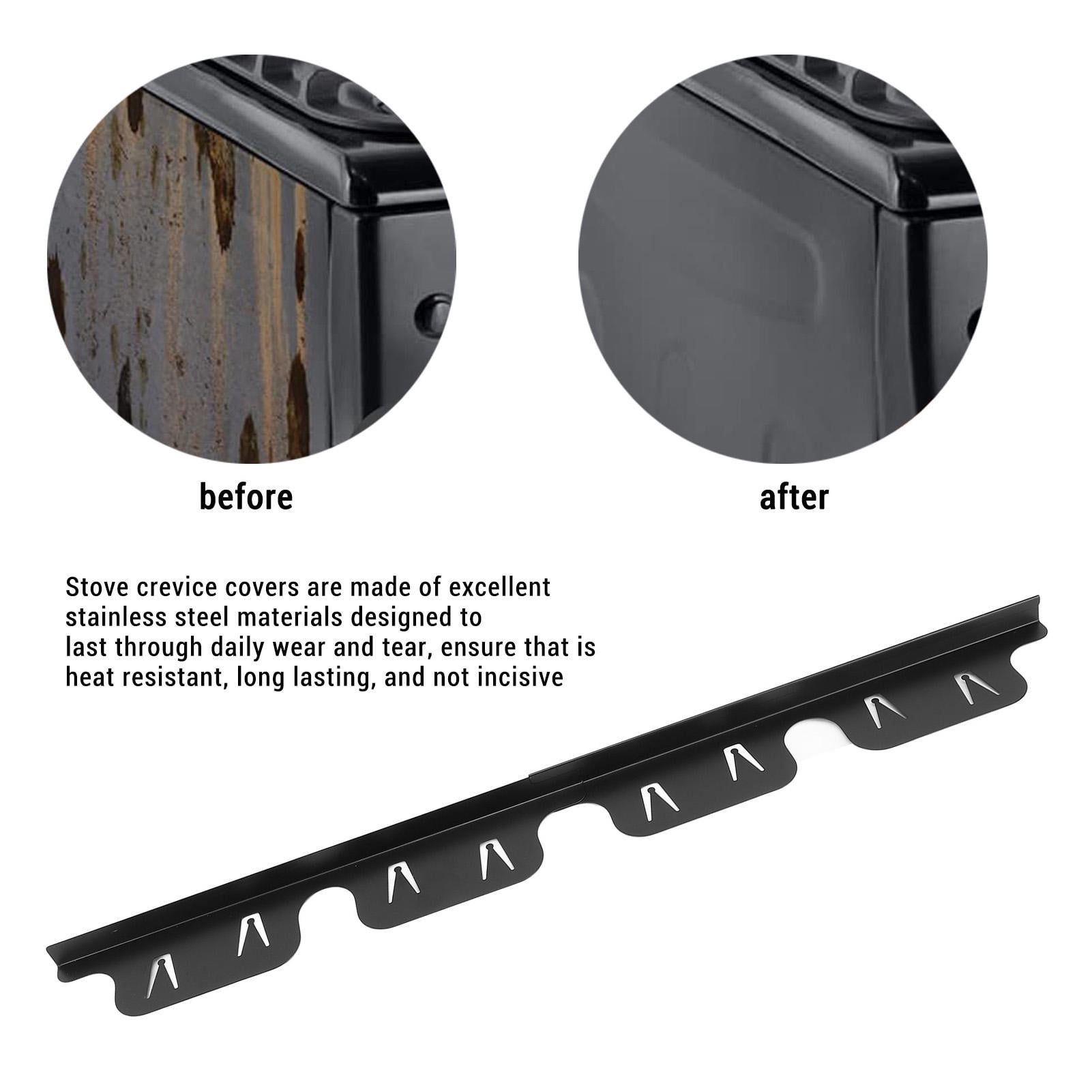 LAZIOEGR Adjustable Stainless Steel Stove Crevice Covers, 2‑Pair, 35‑70cm, Black, Dishwasher‑Safe Kitchen Guard