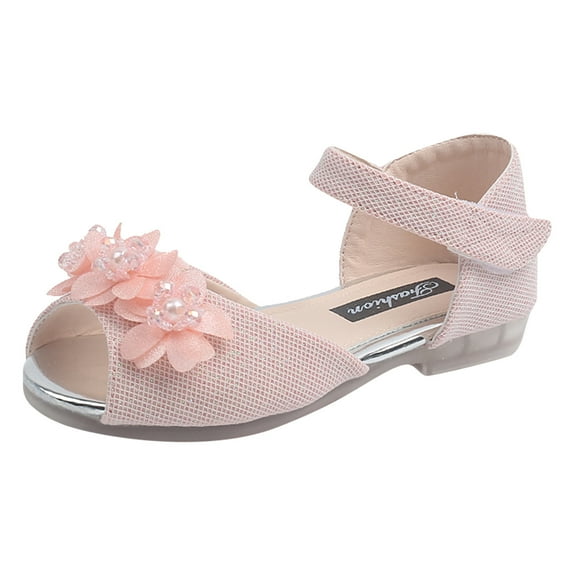 Chaussures à Fleurs en Strass pour Filles Tout-Petits Talon Bas Chaussures de Princesse Chaussures de Mariage Fête Robe Chaussures à Talons pour Enfants Vêtements pour Enfants Taille 4.5-5T