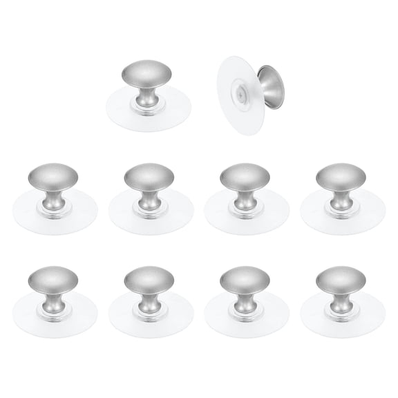 Uxcell 10 Pack Adhesive Cabinet Knobs, Stainless Steel Self-Stick Drawer Knobs, No Drilling Round Stick on Instant Handle Cabinet Pull for Wardrobe Cupboard Drawer Closet, Silver/Clear
