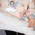 thumbnail image 3 of Oversized Wearable Blanket Hoodie,Light Pink Fairy Pattern Sherpa Blanket Hoodie with Super Pockets,Super Warm Fuzzy Pullover for Women & Men, 3 of 6