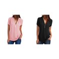 thumbnail image 1 of (Lot de 2) Rinsvye T-Shirt Décontracté Ample à Fermeture Éclair Col Roulé Foncé Hauts Blouse Femme Col Roulé Manches Longues T-Shirt Col Roulé pour Femmes Pack Blouse Femme, 1 of 5