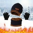 thumbnail image 2 of MSJUHEG Hats For Men Beanie Boys And Scarf Hat Three Piece Girls Knit Baby Windproof Warm Thicken Cap Gloves Winter Hats Bomber Hats Navy One Size, 2 of 5