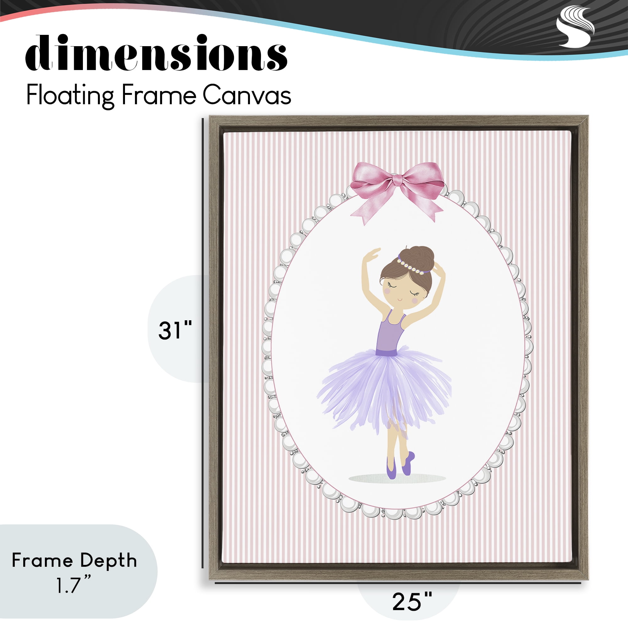 Stupell Industries Graceful Dance on Stripes Brown Framed Floater Canvas Wall Art, design by Christine Simpson Art