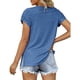 thumbnail image 4 of Sonducket Verano plisado manga corta Color sólido empalme cuello en V camiseta Casual básico Tops camisas femeninas camisetas diarias para Prendas para la parte del cuerpo Azul SG, 4 of 6