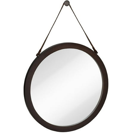 Majestic Mirror Round Urban Modern Leather Strap Decorative Majestic Mirror Round Urban Modern Leather Strap Decorative