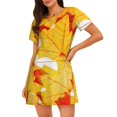 thumbnail image 1 of Easygdp Autumn Maple Leaves Camisón de manga corta para mujer, informal, estampado, 1 of 6
