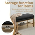 thumbnail image 2 of Xukmct Linen Upholstered End of Bed Bench with Shelf and Metal Legs, Shoe Storage Bench for Living Room, Entryway, Dining Room, Black, 2 of 8