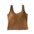 thumbnail image 2 of Ovbmpzd Women's Tank Tops with Built in Bra Cotton Cropped Spaghetti Straps Bronze Camisole Summer Sleeveless Spring Shirt Women Tops L, 2 of 4
