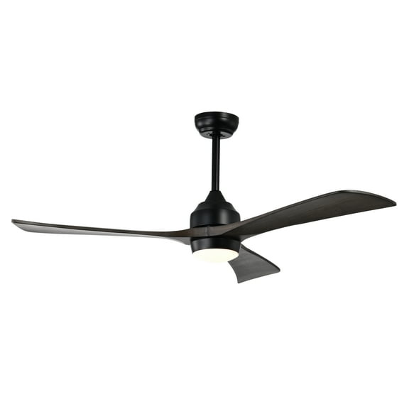 52" Solid Wood Blades Ceiling Fan with Lights Remote Control,Quiet DC Motor 3 Blade Ceiling Fans 6 Speed Levels,Reversible Ceiling Fan, for Patio Living Room, Bedroom, Office,Indoor.(Matte Black)