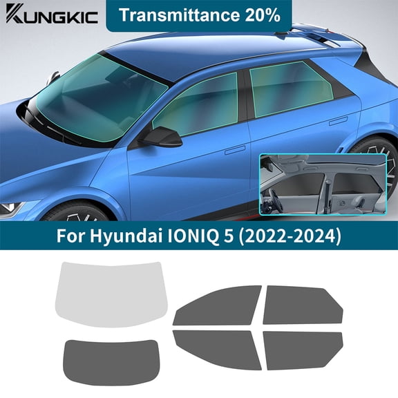 Pre-cut Window Solar Film Tint Kit for Hyundai IONIQ 5 2022-2024 Solar Film PVC Complete Vehicle Set UV Reduction, Car Front Gear 80% Other 20%, 6pcs