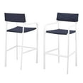 thumbnail image 1 of Bar Side Stool Chair, Set of 2, Aluminum, Metal, Steel, White Blue Navy, Modern Contemporary Urban Design, Outdoor Patio Balcony Cafe Bistro Garden Furniture Hotel Hospitality, 1 of 8