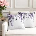 thumbnail image 3 of Set of 2 Dark Purple Pillow Covers 20x20 Inch, Eucalyptus Leaves Watercolor Plants Country Decorative Throw Pillow Cases Cotton Cushion Covers for Sofa Couch Bed Living Room Bedroom Home Decor, 3 of 9