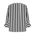 thumbnail image 5 of aidice Long Sleeve Shirts for Women Round Neck Flare Sleeve Loose Striped Pullover Casual Blouses Tops, 5 of 7