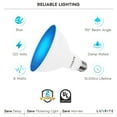 thumbnail image 7 of Luxrite LED PAR38 Flood Blue Light Bulb, 8W=45W, Damp Rated, UL Listed, E26 Base, Indoor Outdoor, Decoration 3 Pack, 7 of 7
