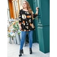 thumbnail image 4 of LARACE Tunique d'Halloween Grande Taille pour Femmes Manches 3/4 Col Ras du Cou Hauts Blouse Fluide Coupe Ample Babydoll Chandails de Maternité Flower42 2X, 4 of 5