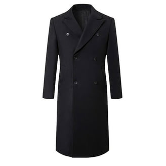 QHFBli Vintage Mens Trench Coat Classic Long Double Trench Coat