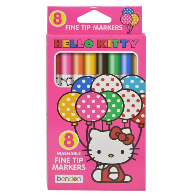Marcadores Bendon Hello Kitty lavables de punta fina (8 unidades)