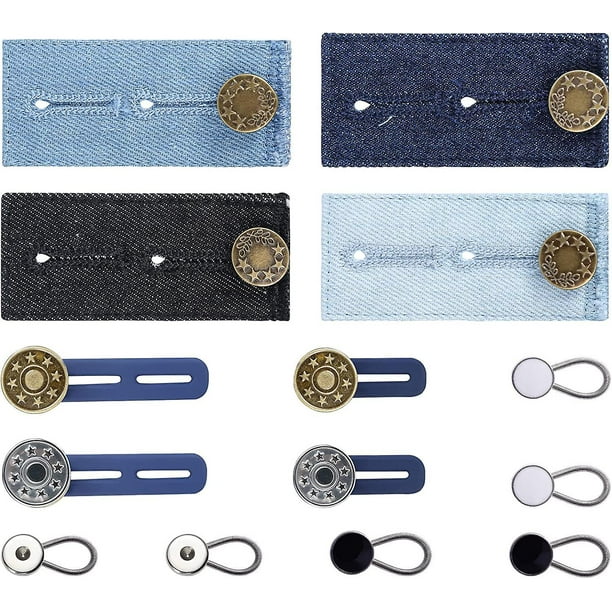 Botones extensores de cintura de silicona de 14 piezas para pantalones, botones de jeans, extensores de cuello elásticos para jeans, pantalones, faldas, camisetas para mujeres y hombres