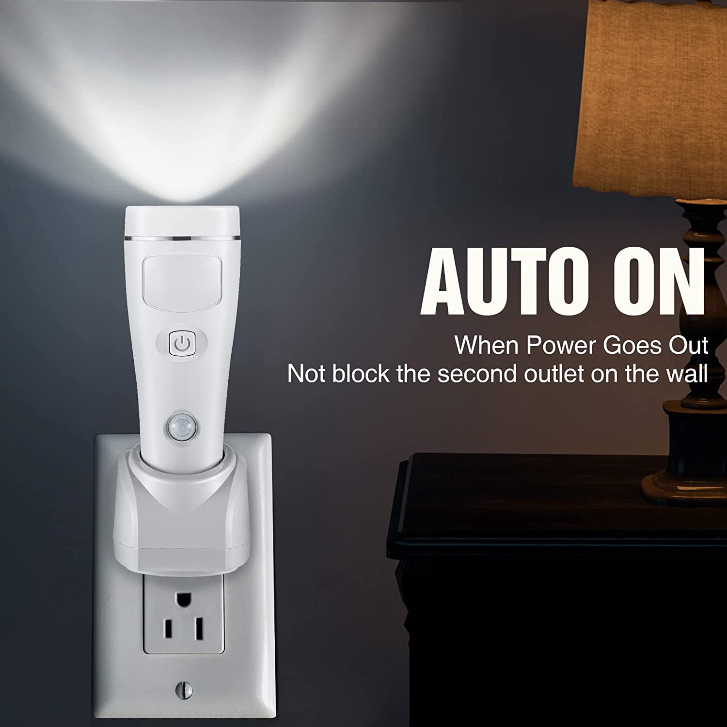 4 in 1 LED Rechargeable Plug in Flashlights, 3 Pack LED Emergency Lights for Home Power Failure, Plug in Power Outage Light, Power Failure Light with Motion Detection (White)