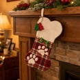thumbnail image 5 of Pet Christmas Stocking Bone Shaped Paw Print Hanging Sock for Dog Holiday Gift Storage, 5 of 8