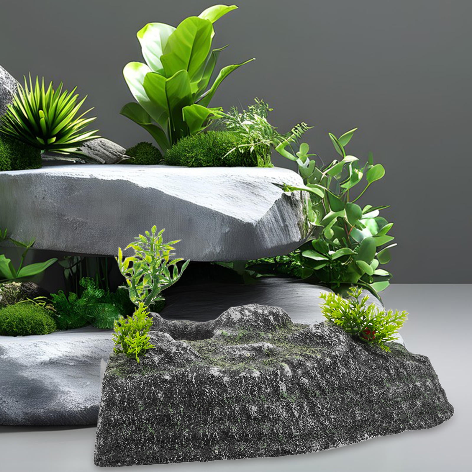 ELAYARD Tortoise Resting Spot Dark Grey Resin for Reptile Owners Dock for Resting Turtles Pet Habitat 1Pack
