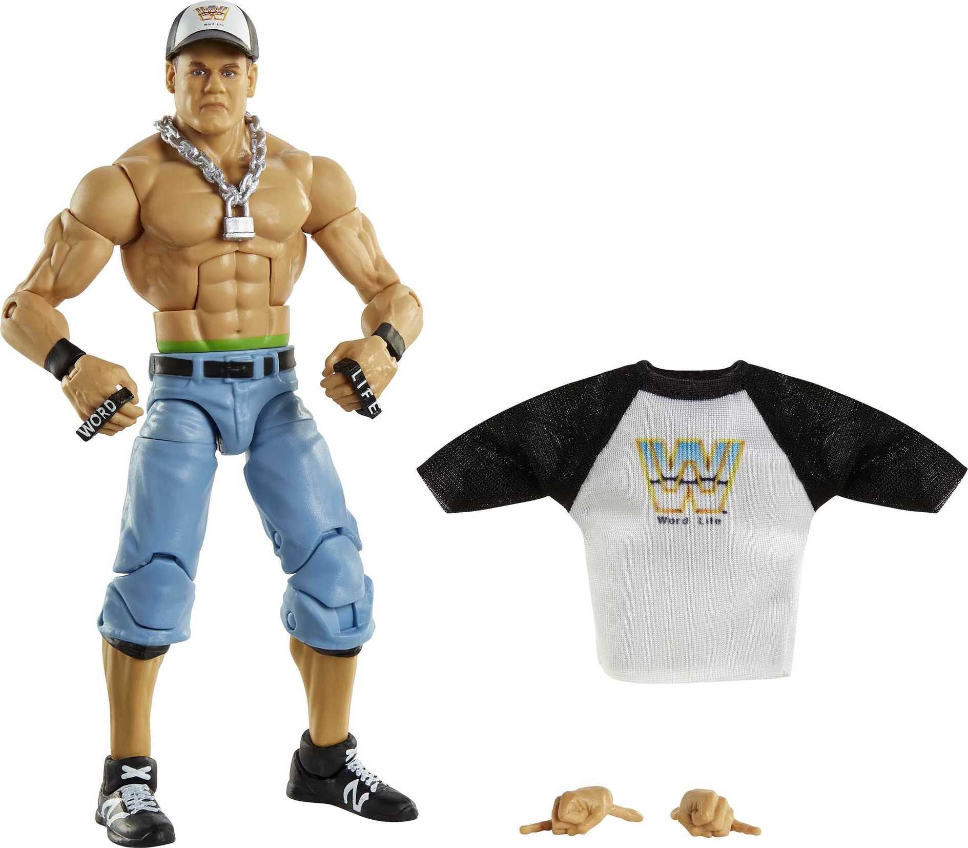 WWE John Cena Elite Wrestling Action Figure Kid Toy Never Give Up Hat Belt 