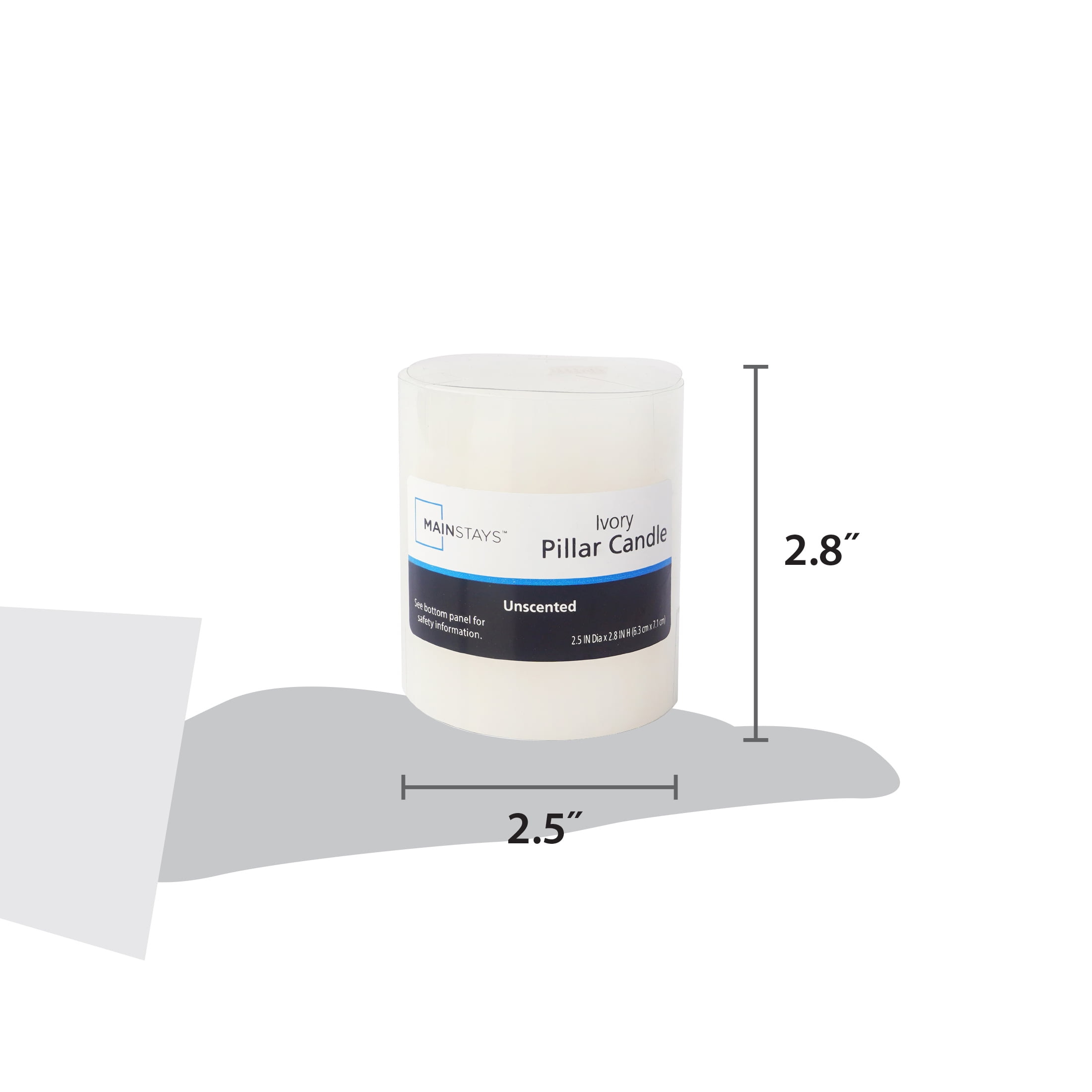 Mainstays Single Wick 2.5" x 2.8" Pillar Candle, Unscented, Ivory